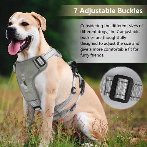 Miniatura 4 de FEimaX Arnés para perro sin tirones, chaleco acolchado suave para perro con 3 clips para la correa y asa de fácil control, reflectante ajustable sin