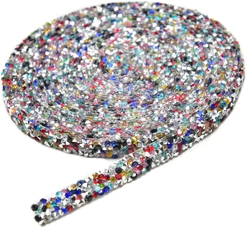 Miniatura 8 de Cinta de diamantes de imitación AB de 5 yardas, cinta brillante para planchar con diamantes de imitación para planchar, rollo de malla de resina
