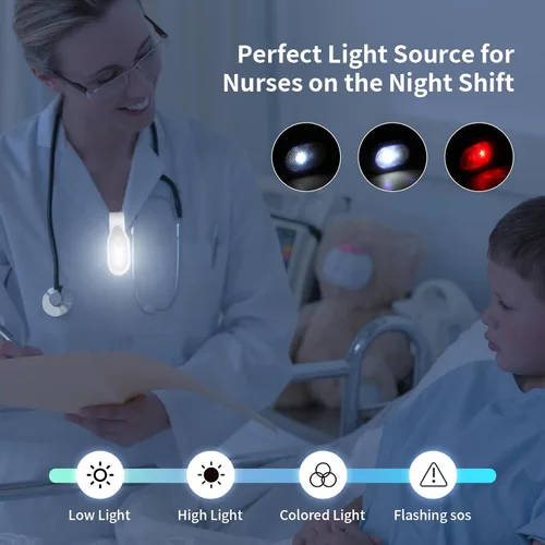 Miniatura 2 de Luz de Enfermera Recargable con Clip para Turno de Noche, Linterna de Trabajo de Enfermería Brillante Manos Libres, Luz Ligera de Uniforme