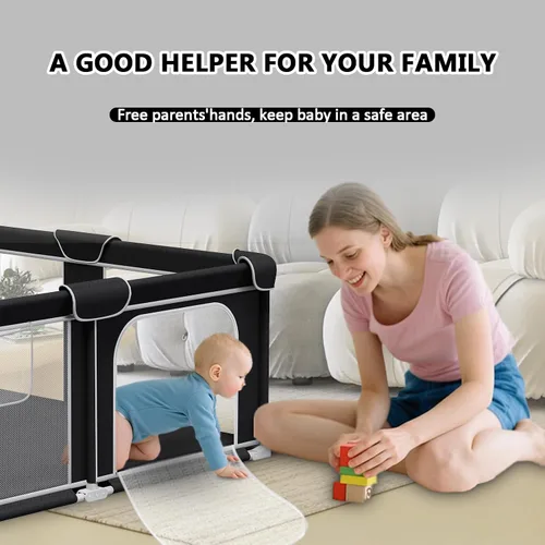 Miniatura 6 de G TALECO GEAR Corralito plegable para bebés y niños pequeños, patio de juegos portátil de 50"x50" con alfombra, corral de juegos plegable para niños