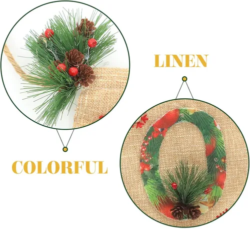 Miniatura 6 de Toyvian Cartel de lino brillante para fiesta de Navidad con letras de alegría, decoración de guirnalda de Navidad para uso festivo en interiores