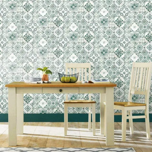 Miniatura 2 de RoomMates RMK11281WP Papel tapiz autoadhesivo de azulejo mediterráneo verde bosque