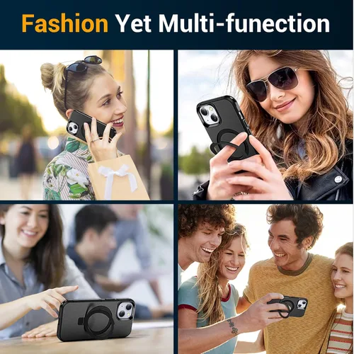 Miniatura 8 de jaroco Funda para iPhone 13, con [Protector de Pantalla de Privacidad] [Soporte Magnético con Patilla] [Compatible con MagSafe], Funda de Teléfono
