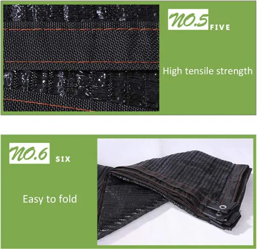 Miniatura 8 de Tela de malla con cifrado de aguja plana negra, 95 % resistente a los rayos UV, anti-envejecimiento, red de sombra con ojales, para jardín, balcón