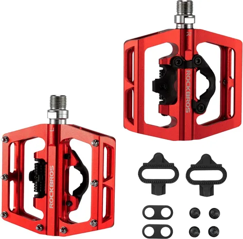 Miniatura 6 de ROCKBROS Pedales de bicicleta de montaña MTB compatibles con SPD bicicleta de montaña de doble función sellada sin clipless de aluminio plataforma