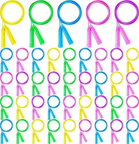Miniatura 8 de 24 piezas de cuerdas de saltar para niños, cuerdas de saltar de PVC coloridas para niños, cuerda de saltar ajustable, cuerda de saltar sin enredos