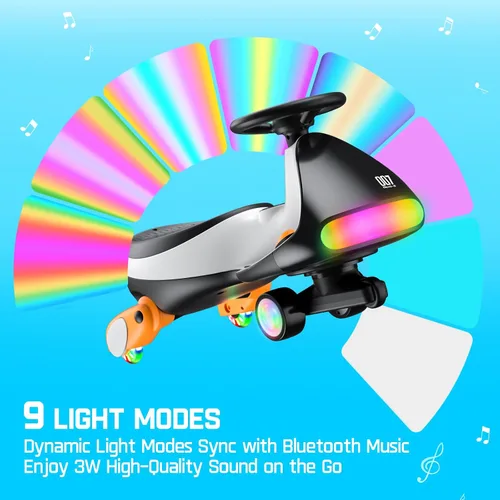 Miniatura 5 de FanttikRide N7 Ultra Carro Eléctrico Wiggle con Batería Recargable Tipo C, Carro para Niños con Motor MagicMute, 2 Velocidades Máx 4 Mph, 9 Modos