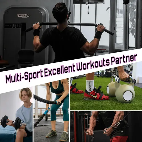 Miniatura 7 de Puños para levantamiento de pesas, guantes de entrenamiento ergonómicos para mujeres y hombres, agarres de goma para gimnasio sin dedos, agarres