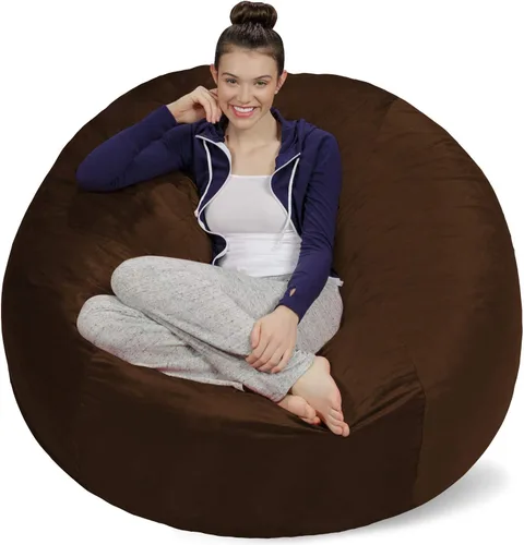 Miniatura 24 de Sofa Sack Funda para silla puff solamente, sin relleno, cómoda funda de repuesto para silla redonda, 5 pies, color carbón Carbón - Solo funda