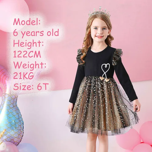 Miniatura 2 de VIKITA Vestidos de invierno de manga larga y tutú para niñas pequeñas de 3 a 7 años, vestido de fiesta y navidad para niñas