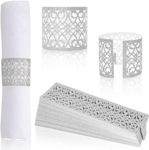 Miniatura 9 de 100 servilleteros de papel brillante, servilleteros desechables para servilletas para boda, fiesta, cena, decoración de mesa (dorado)