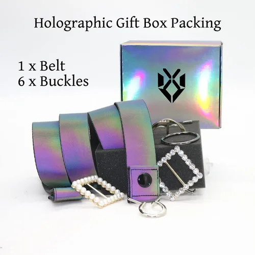 Miniatura 7 de XV Belts For Women With 6 Buckles Replaceable - Holographic Belt Plus Size Snap On Adjustable for Jeans Pants Dresses
