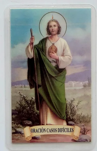 Miniatura 2 de San Tadeo Judas Casos Dificiles Oracion de Bosillo con Rosario de Madera Hecho a Mano