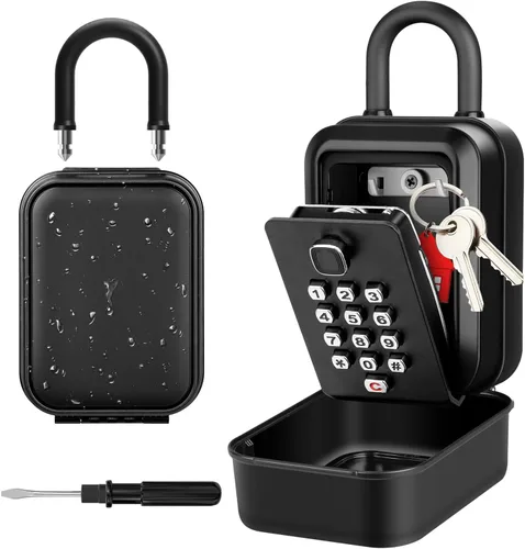 Caja de bloqueo de llave portátil, resistente al agua para llaves con código, oculta una llave en el exterior, caja de bloqueo de combinación de 12