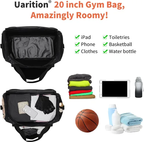 Miniatura 32 de Bolsa de gimnasio para hombre, 55 L, duradera, grande, para viajes, entrenamiento, fitness