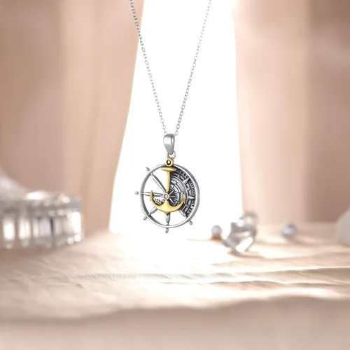 Miniatura 10 de PROESS Collar de plata de ley con colgante de montaña y sol de semilla de mostaza/masónico/brújula para mujeres y hombres, collar con colgante