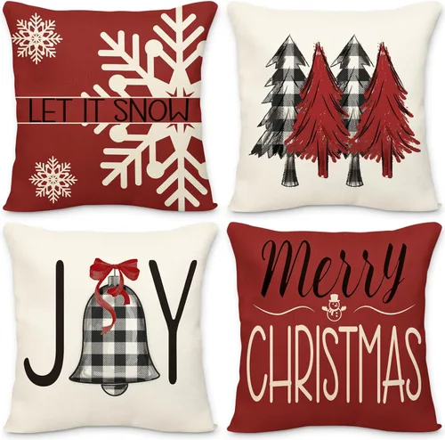 Miniatura 8 de Geefuun - Juego de 4 fundas de almohada navideñas grises para decoración del hogar, 18 x 18, para dormitorio, decoración