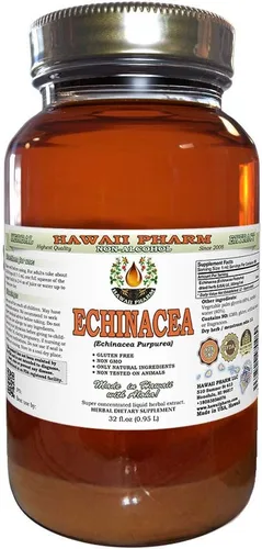 Extracto líquido sin alcohol de equinácea, equinácea orgánica (Echinacea Purpurea) Hierba seca Glicerita Hawaii Pharm Suplemento herbario natural 32