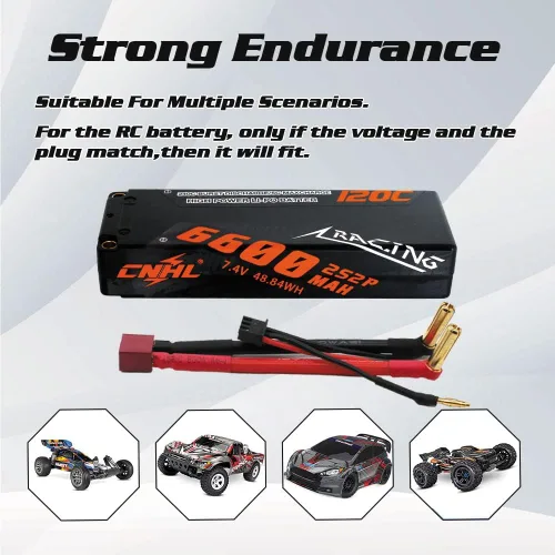 Miniatura 5 de CNHL 2S Lipo Battery 6600mAh 120C 7.4V Estuche rígido con enchufe 5.0 Bullet T para RC Car Truck Boat Truggy Airplane Quadcopter Racing Hobby