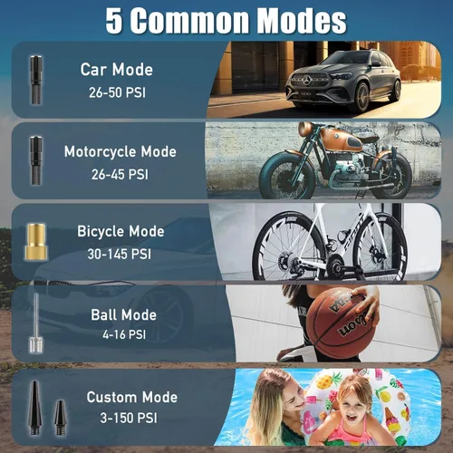 Miniatura 6 de Inflador de neumáticos Compresor de aire portátil - Bomba de aire inalámbrica para neumáticos de automóvil - Batería de 150 PSI y 10000 mAh Inflador