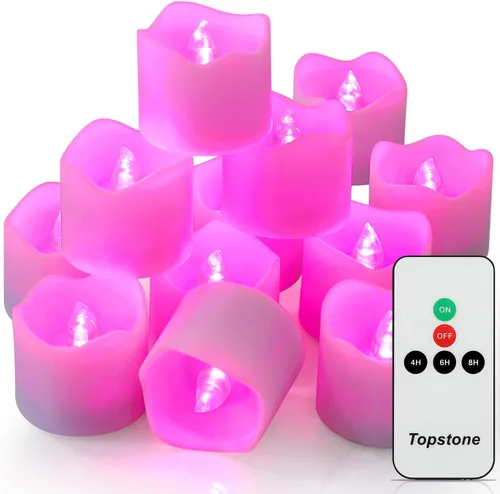 Miniatura 18 de Topstone Vela de Té LED Naranja de Halloween con Temporizador de 4/6/8 H, Control Remoto Vela Sin Llama, Velas Falsas a Batería, Vela Votiva