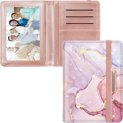 Miniatura 15 de Funda para pasaporte, cartera de viaje para tarjetas de crédito, bloqueo RFID, carteras para pasaporte para mujeres y hombres con ranura para fotos