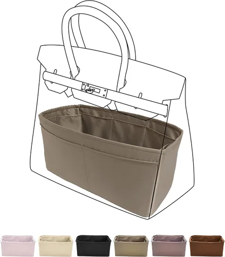 DGAZ Organizador de bolsos suave y sedoso, seda, bolso de lujo en moldeadores de bolsas, para mujer, se adapta a bolsas Birkin25303540 (gris Etupe,