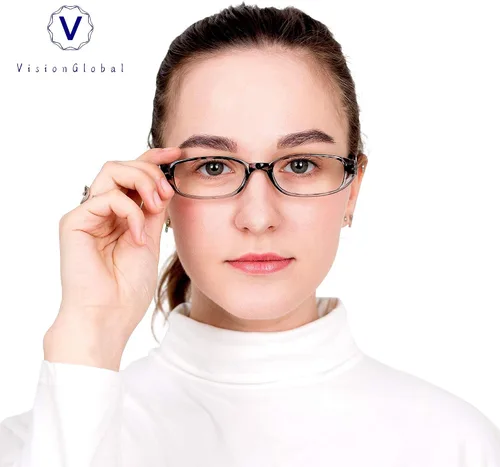 Miniatura 5 de VisionGlobal 1 par/4 pares de anteojos de lectura con bisagra de resorte, lentes de bloqueo de luz azul para mujeres/hombres Key001_negro_4p