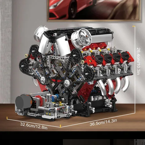 Miniatura 6 de Mould King Juegos de Bloques de Construcción de Motor V8, Kit de Modelo de Motor V8 que Funciona, Kit de Construcción de Modelo de Ingeniería MOC