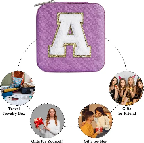Miniatura 7 de Joyero pequeño para niñas, joyero con inicial de viaje para niñas Caja organizadora de joyas pequeña Joyero de viaje organizador de joyero Mini