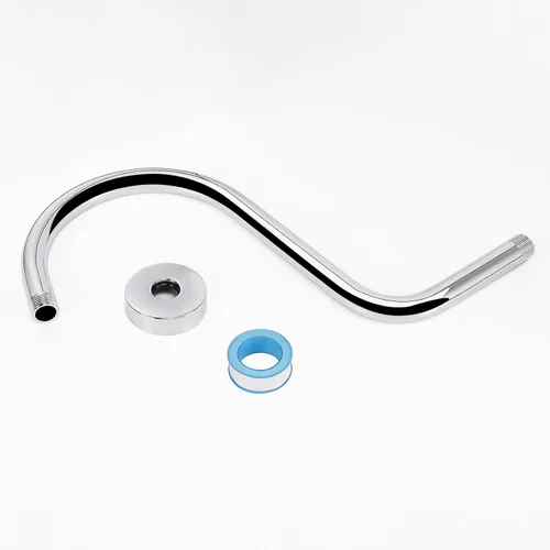 Miniatura 6 de Brazo de ducha en forma de S, tubo de extensión de cabezal de ducha de altura alta, conexión estándar de 1/2 pulgada con brida, impresionante