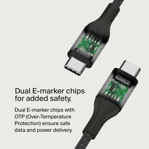 Miniatura 4 de Belkin BoostCharge - Cable USB C a USB C, cable de alimentación de carga rápida con cable de nailon trenzado, cabezal de aluminio anodizado, entrega