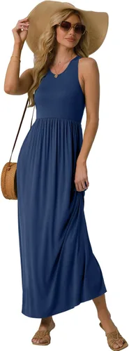 Miniatura 5 de GRECERELLE - Vestido largo sin mangas para mujer, con estampado floral y espalda cruzada, informal, con bolsillos