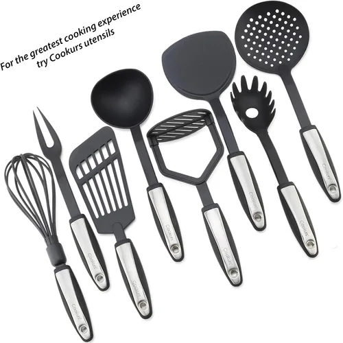 Miniatura 6 de Juego de utensilios de cocina de cookurs incluye 8 utensilios de cocina antiadherentes, triturador de espagueti, desnatador, cucharón, pescado