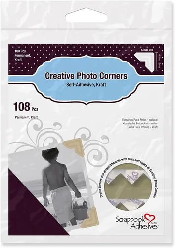 SCRAPBOOK ADHESIVES BY - Esquinas autoadhesivas de papel fotográfico de 3L, color kraft, paquete de 108