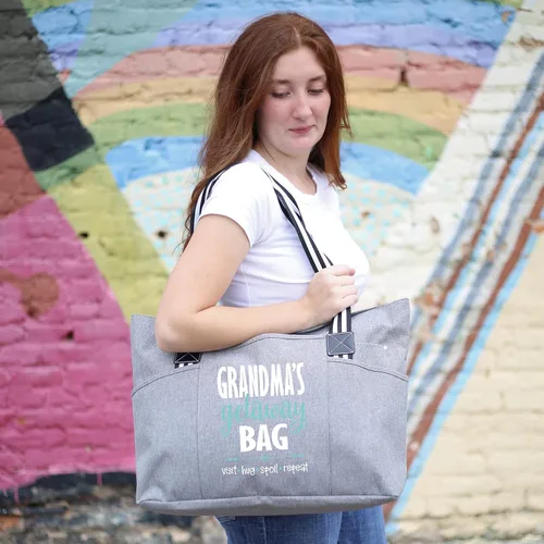 Miniatura 8 de Brooke & Jess Designs Bolso de mano para la abuela – Bolso de lona resistente con cremallera y bolsillo interior para la abuela para uso diario