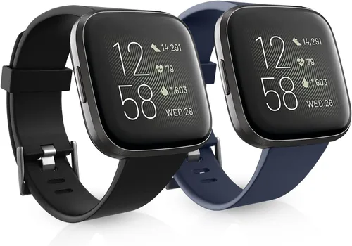 Miniatura 7 de Paquete de 2 bandas elásticas compatibles con Fitbit Versa 2 para mujeres y hombres, correa de repuesto de nailon suave ajustable transpirable
