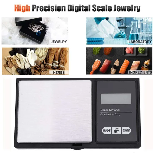 Miniatura 6 de Sanpyl Mini escala digital portátil LED, 35.27 oz/0.00 oz, negro y plata, joyería