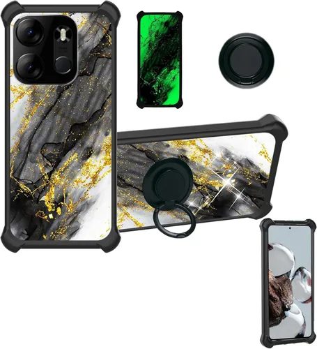 Miniatura 15 de Aroepurt Cricket Ovation 2 - Funda compatible con AT&T Maestro Max (2021) [PC duro + silicona suave] [purpurina dorada + luminosa] JSH-HDL