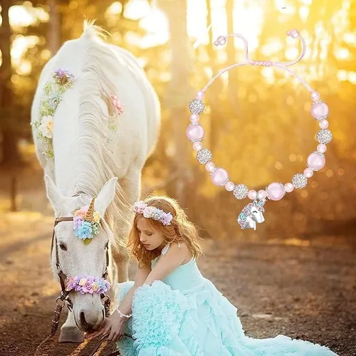 Miniatura 5 de M&Ostyle Pulsera mágica de unicornio para niñas, pulsera rosa, regalo de joyería de unicornio para niñas, hija, nieta, sobrina, cumpleaños, Navidad