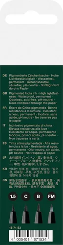 Miniatura 3 de Faber-Castell Art & Graphic Pitt Artist Pen India Ink Pen, negro, billetera de 4, para arte, manualidades, dibujo, bocetos, hogar, escuela