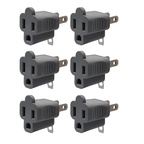 Miniatura 12 de ELEGRP Adaptador de 2 a 3 puntas, paquete de 2, gris - Adaptador de enchufe de conexión a tierra polarizado, certificación ETL