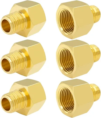 Hooshing 6 piezas de adaptador reductor de tubería de latón 3/8" NPT hembra a 1/4" NPT macho
