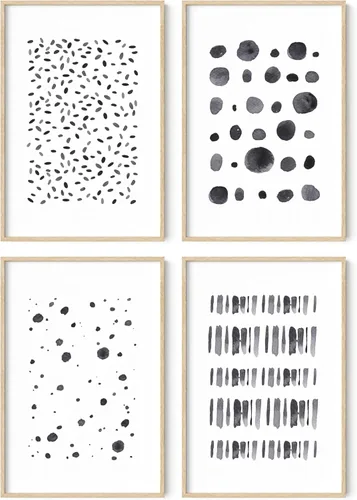 Miniatura 14 de HAUS AND HUES Arte abstracto para pared en blanco y negro, juego de 4 pósteres minimalistas en blanco y negro para paredes, pósteres estéticos Juego