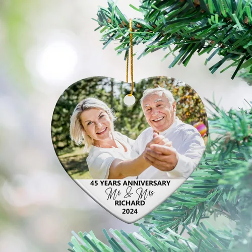 Miniatura 6 de Adorno de Navidad con foto personalizada 2025 para la familia, aniversario como el señor y la señora abuelos, carga cualquier imagen, cualquier foto
