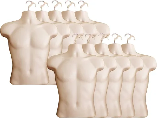 Miniatura 15 de Maniquí masculino con espalda hueca y cuerpo apilable con ganchos para colgar para exhibición de camisetas, encimera, ferias de manualidades, fotos