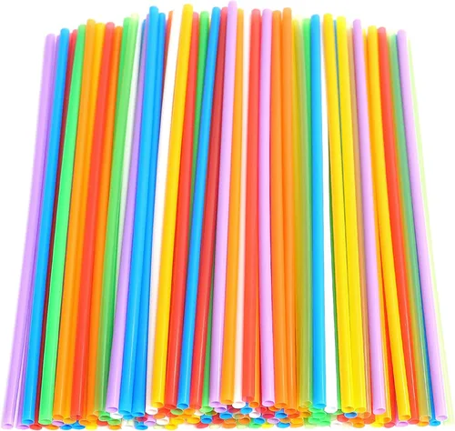 Miniatura 7 de 100 popotes de plástico flexibles coloridos, 10.26 pulgadas de largo desechables para jugo, café, leche, cóctel