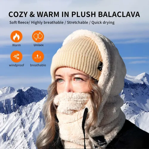 Miniatura 3 de Shy - Gorro de invierno resistente al viento, pasamontañas de terciopelo, máscara de esquí para hombres y mujeres