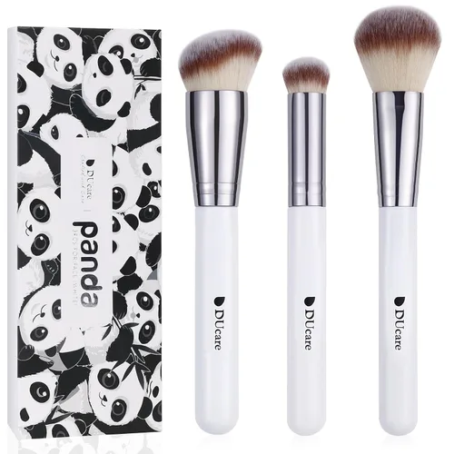 Miniatura 11 de DUcare Brocha para base y corrector, 2 unidades, bronceador de contorno, brocha Kabuki para cara, mezcla de líquidos sintéticos, herramientas