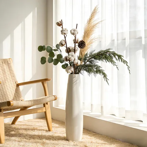 Miniatura 2 de White - Florero de cerámica de 28 pulgadas de alto, jarrones decorativos grandes para decoración moderna del hogar, sala de estar, jarrón grande